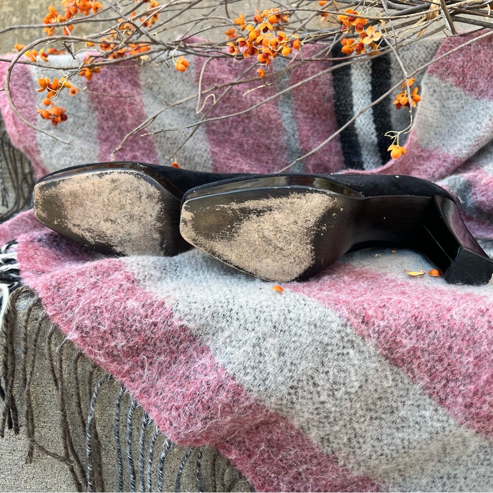 Stuart Weitzman Black Suade Platform With Chunky … - image 3